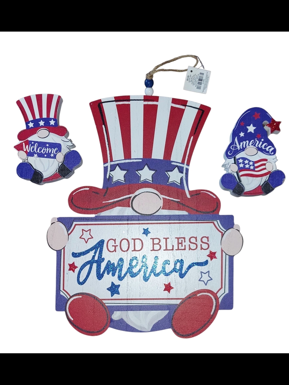 Hobby Lobby Patriotic 'God Bless America' Hanging Décor And 2 Shelf Sitters